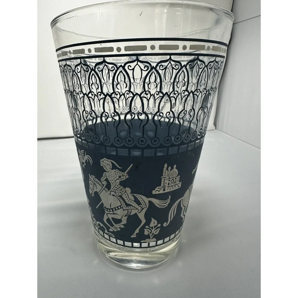 Vintage MCM Glass Wedgwood Light Blue Jeanette Hellenic Ice Bucket Barware
